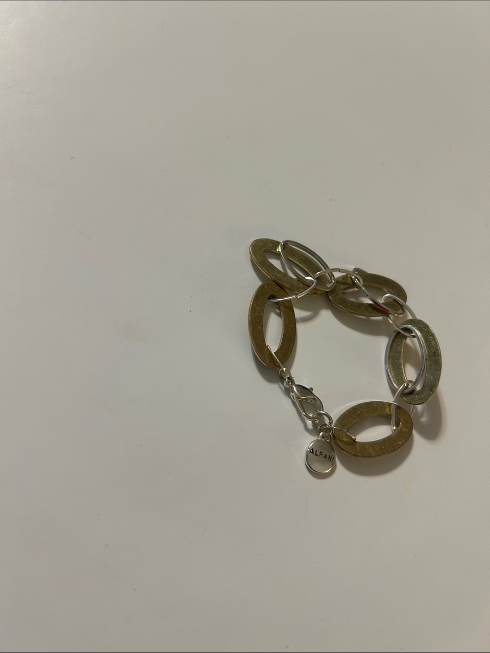 Alfani Mixed Metal Gold and Silver Oval Link Bracelet